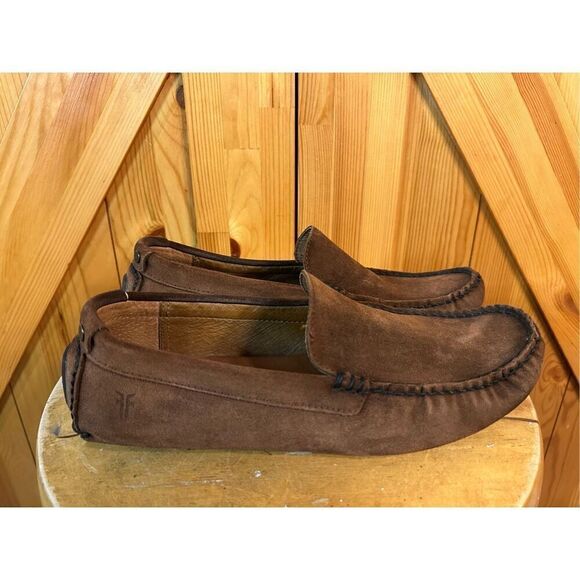 Frye Men\'s Driving Brown Suede Loafers Shoes sz 8 main image 6